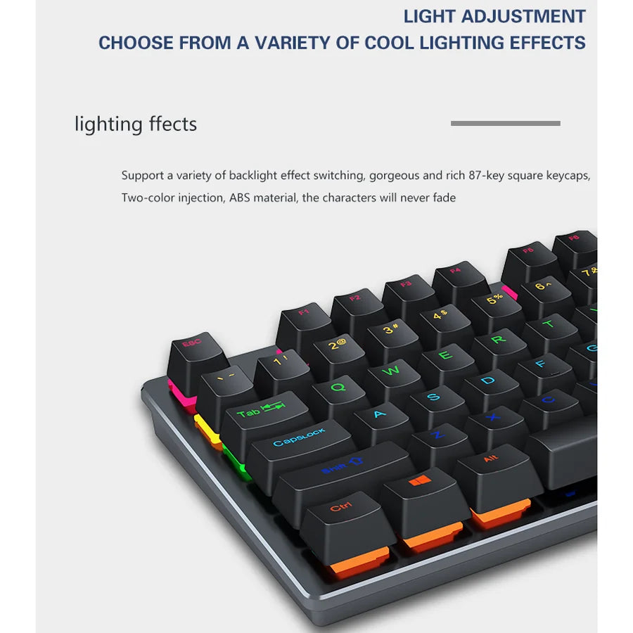 Backlit Gaming Mechanical Keyboard Gamer Mechanic Kit RGB PC USB Wired Keypad Keybord Ergonomic Computer Key Board Mini Teclado