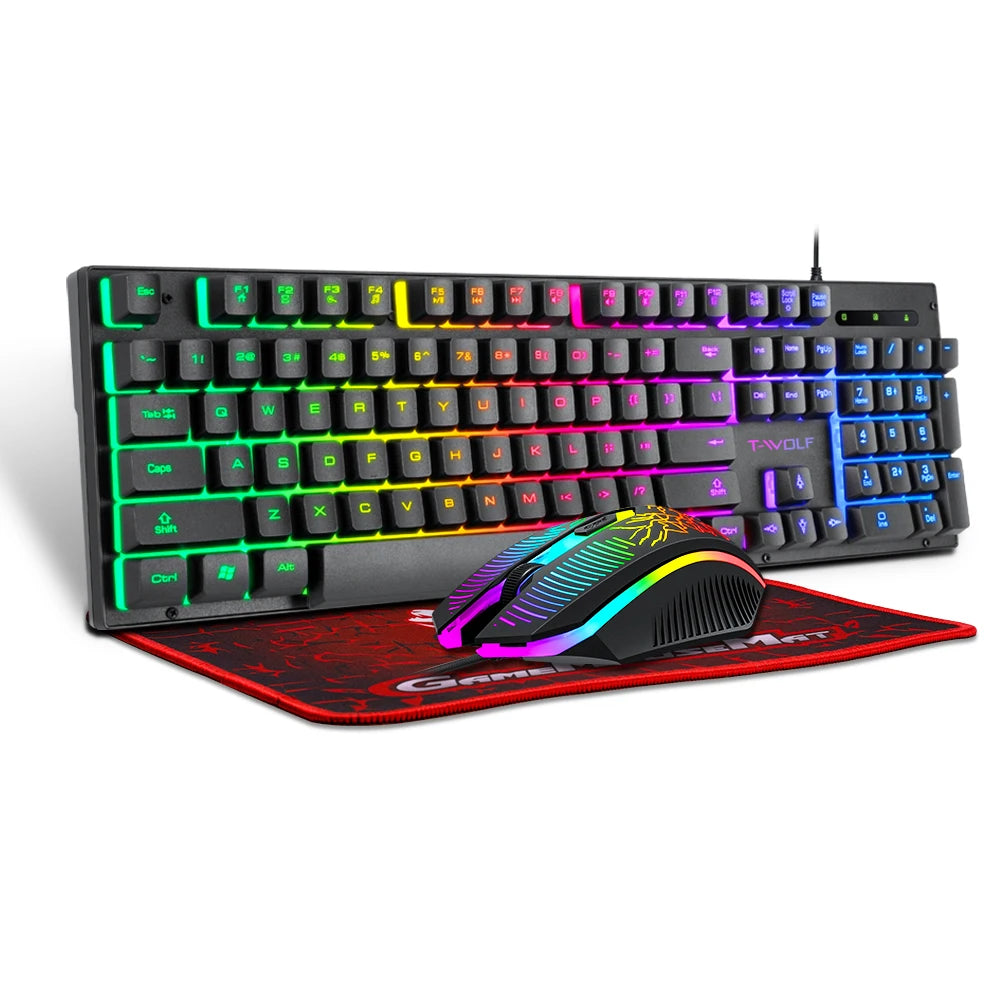 Electronic Sports Set 3 In 1 Wired Backlit Keyboard Gaming Mechanic Kit Waterproof Luminous 104 Key Keyboard Mouse Set 2025 NEW