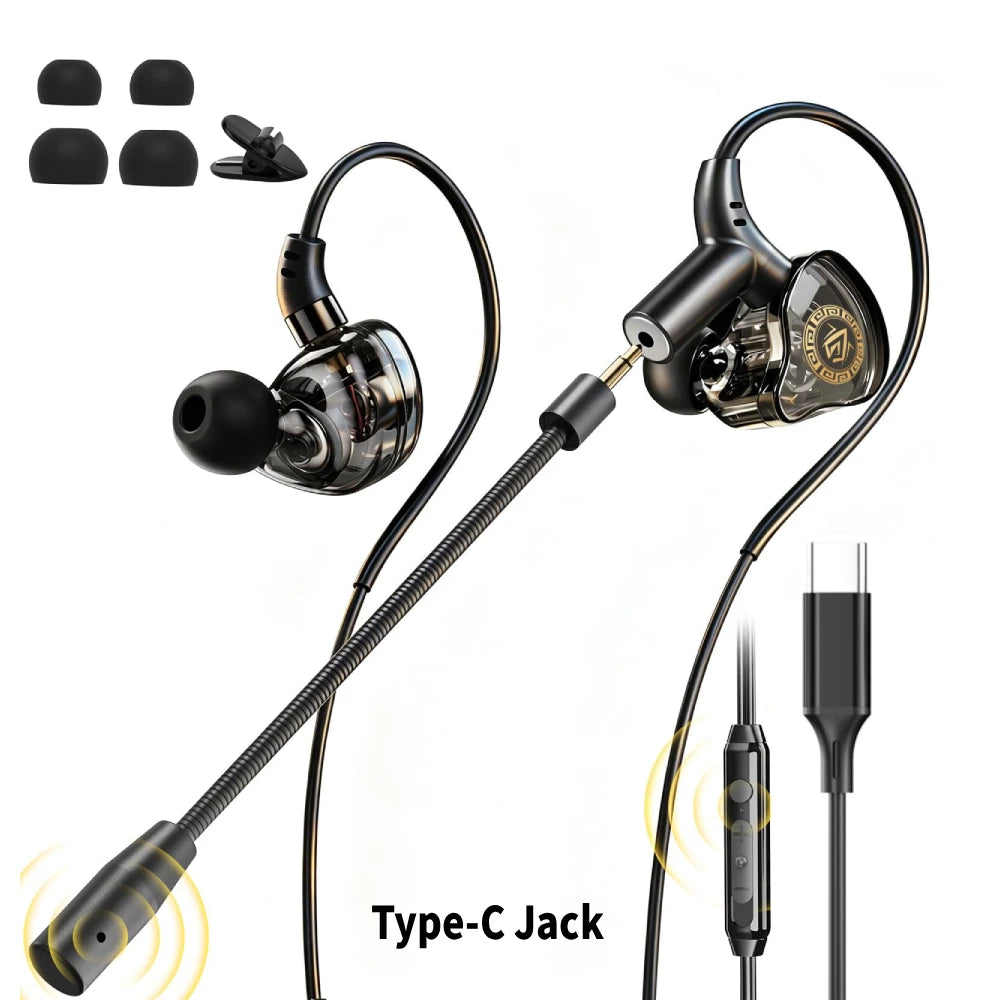 Wired Gaming Earbuds with Microphone – 3.5mm / USB-C