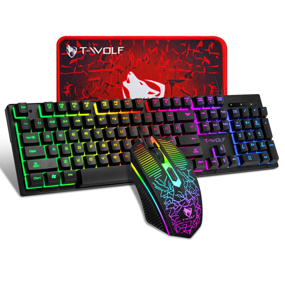 Electronic Sports Set 3 In 1 Wired Backlit Keyboard Gaming Mechanic Kit Waterproof Luminous 104 Key Keyboard Mouse Set 2025 NEW