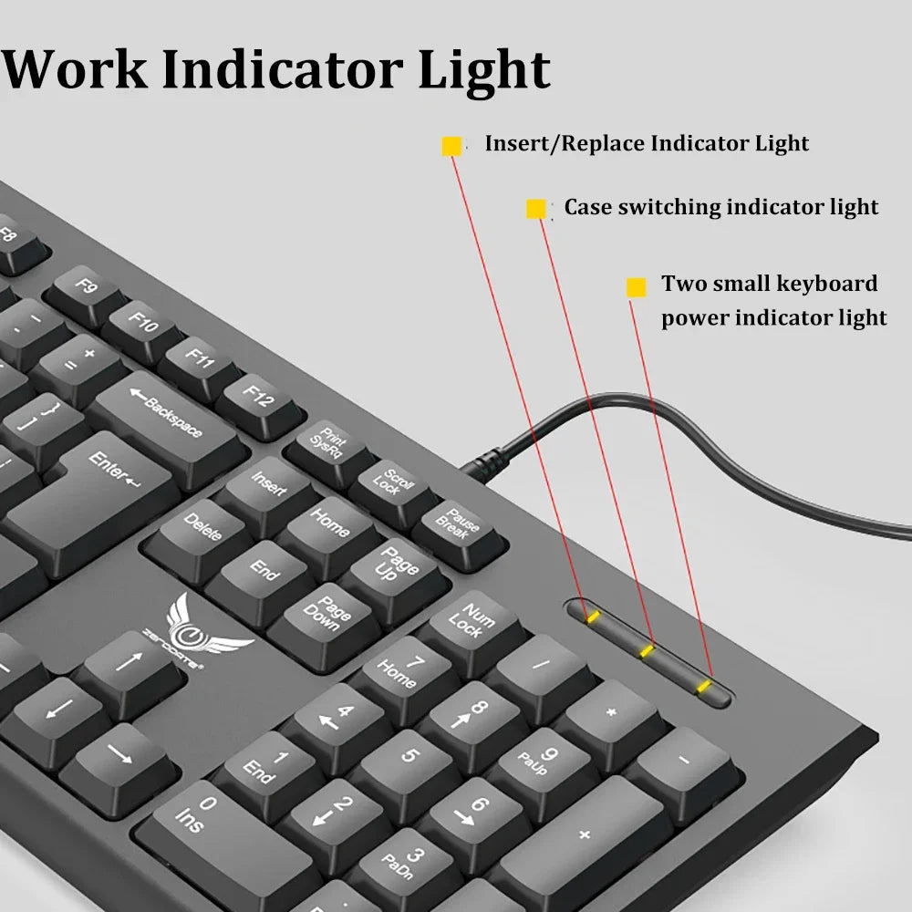 KEBIDUMEI 104 Keys Classic Wired Keyboard USB Gaming Keypad Ergonomic Standard Keyboard Computer Accessories For Office Desktops