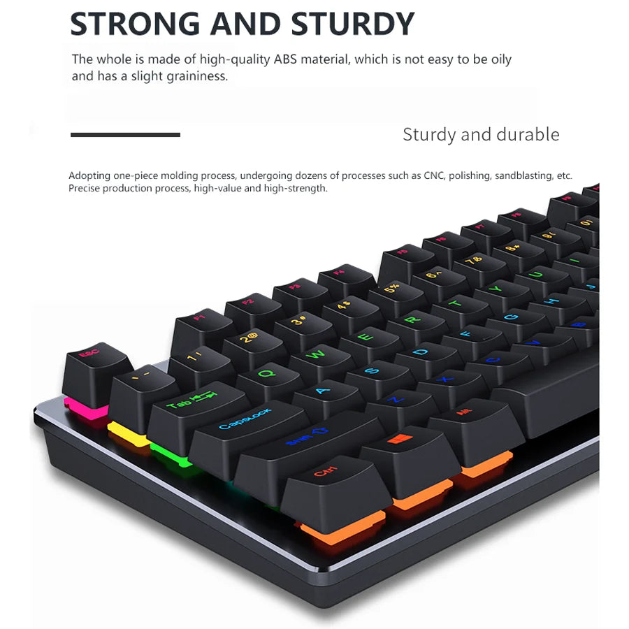 Backlit Gaming Mechanical Keyboard Gamer Mechanic Kit RGB PC USB Wired Keypad Keybord Ergonomic Computer Key Board Mini Teclado