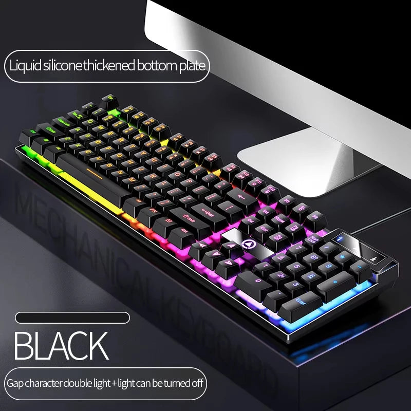 RGB Backlit Gaming Mechanical Feel Wired Keyboard Waterproof Ergonomic Design Gamer Keyboard For PC Computer Laptop Tablet