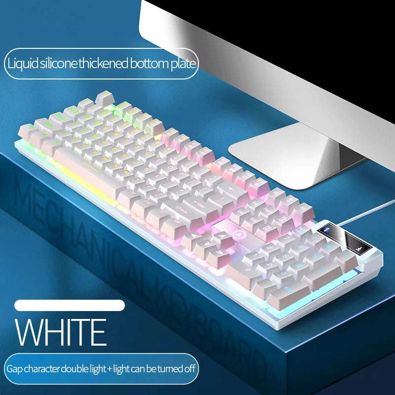 RGB Backlit Gaming Mechanical Feel Wired Keyboard Waterproof Ergonomic Design Gamer Keyboard For PC Computer Laptop Tablet