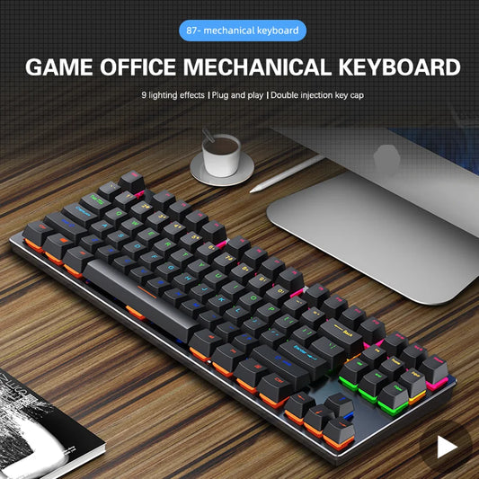Backlit Gaming Mechanical Keyboard Gamer Mechanic Kit RGB PC USB Wired Keypad Keybord Ergonomic Computer Key Board Mini Teclado