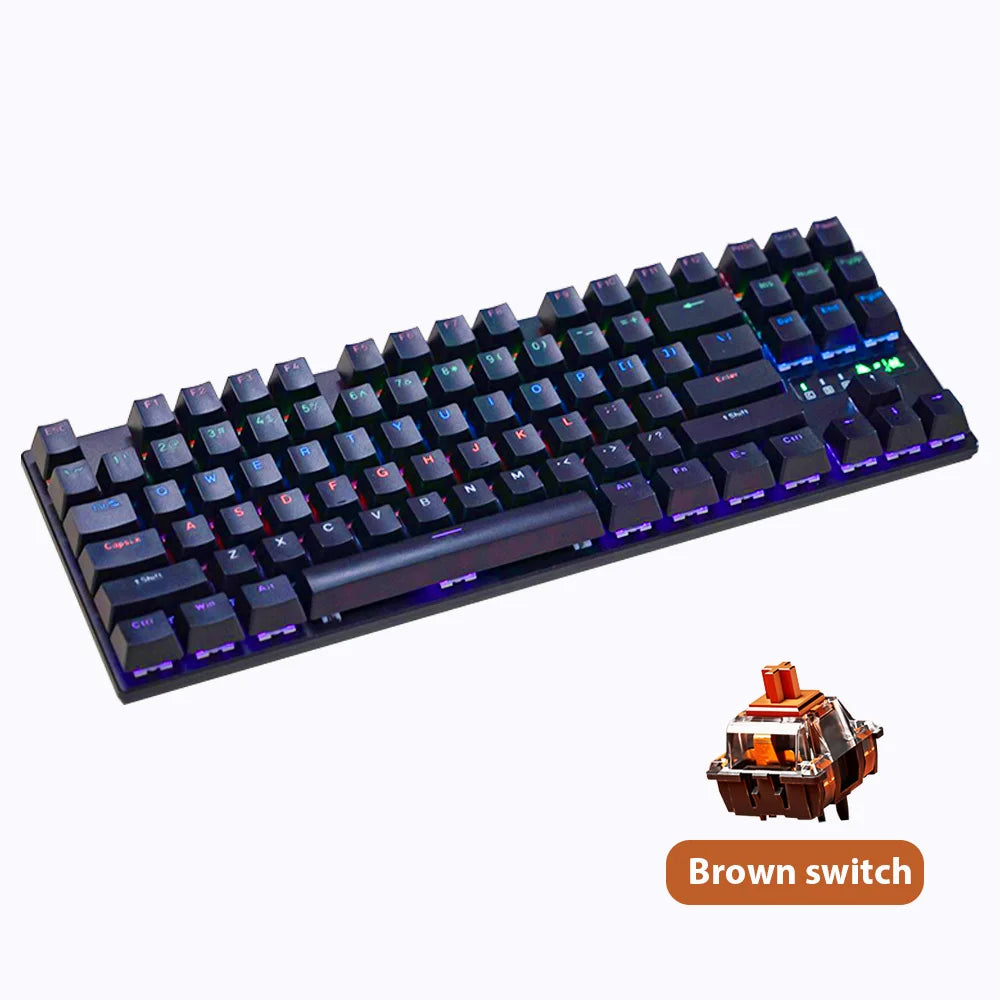 87 Key Gaming Keyboard Red Brown Blue Switch Wired Keyboard For PC Laptop Office Hot-Swappable Color Backlit Mechanical Keyboard