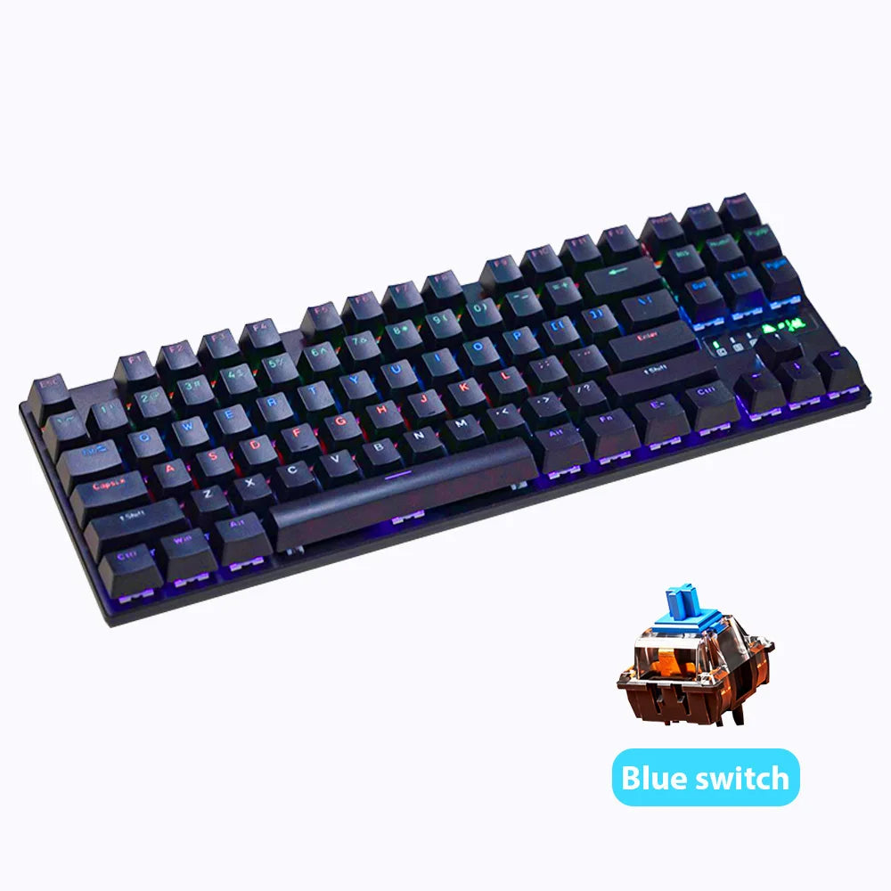 87 Key Gaming Keyboard Red Brown Blue Switch Wired Keyboard For PC Laptop Office Hot-Swappable Color Backlit Mechanical Keyboard