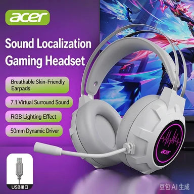 Acer 203 Wired Gaming Headset with USB Interface, Over-Ear Headphones for PC, Laptop, Desktop, Online Classes, E-Sports & Music